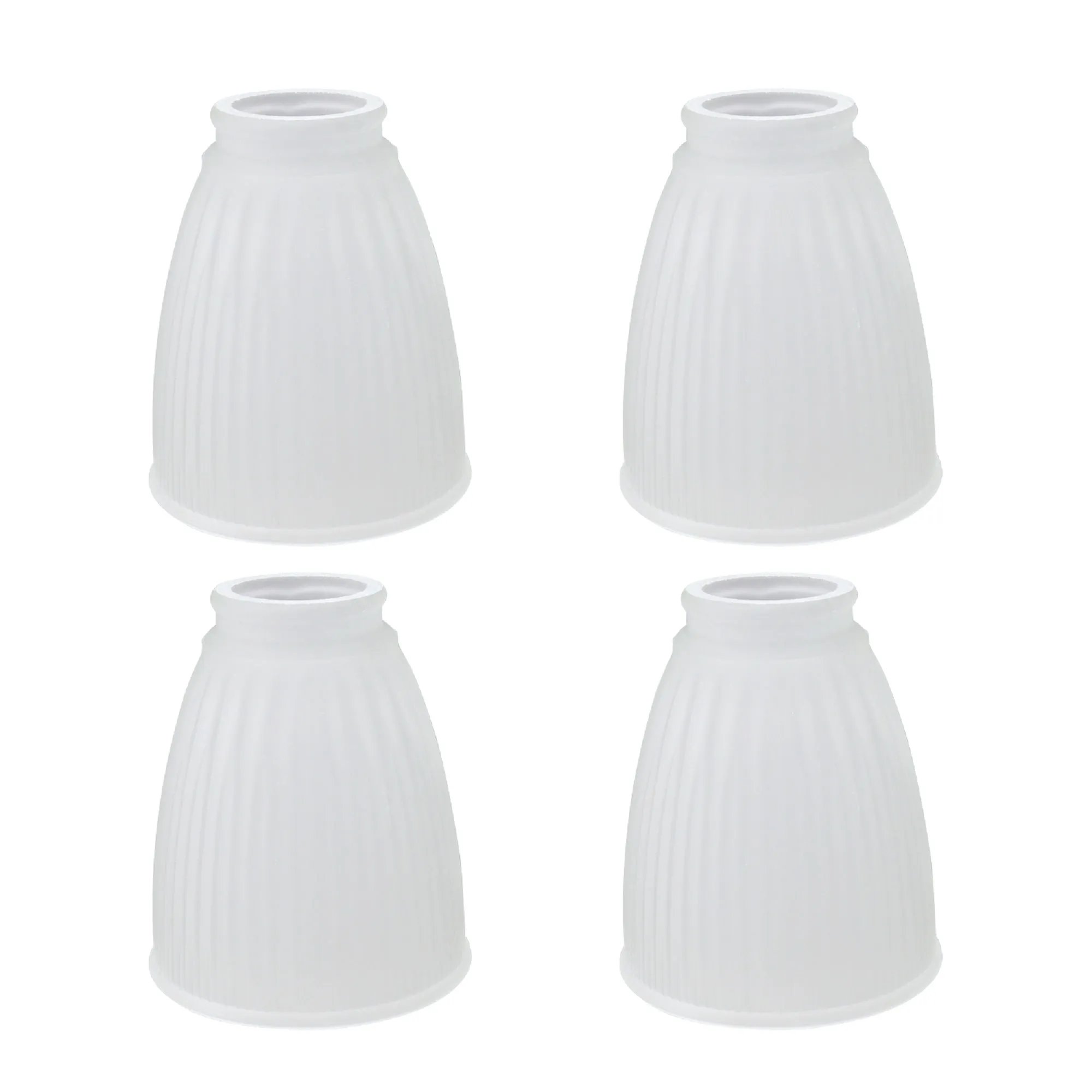 # 23037-4 Transitional Style Replacement Frosted Ribbed Glass Shade, 2 1/4" Fitter Size, 5" high x 4 1/2" diameter, 4 Pack