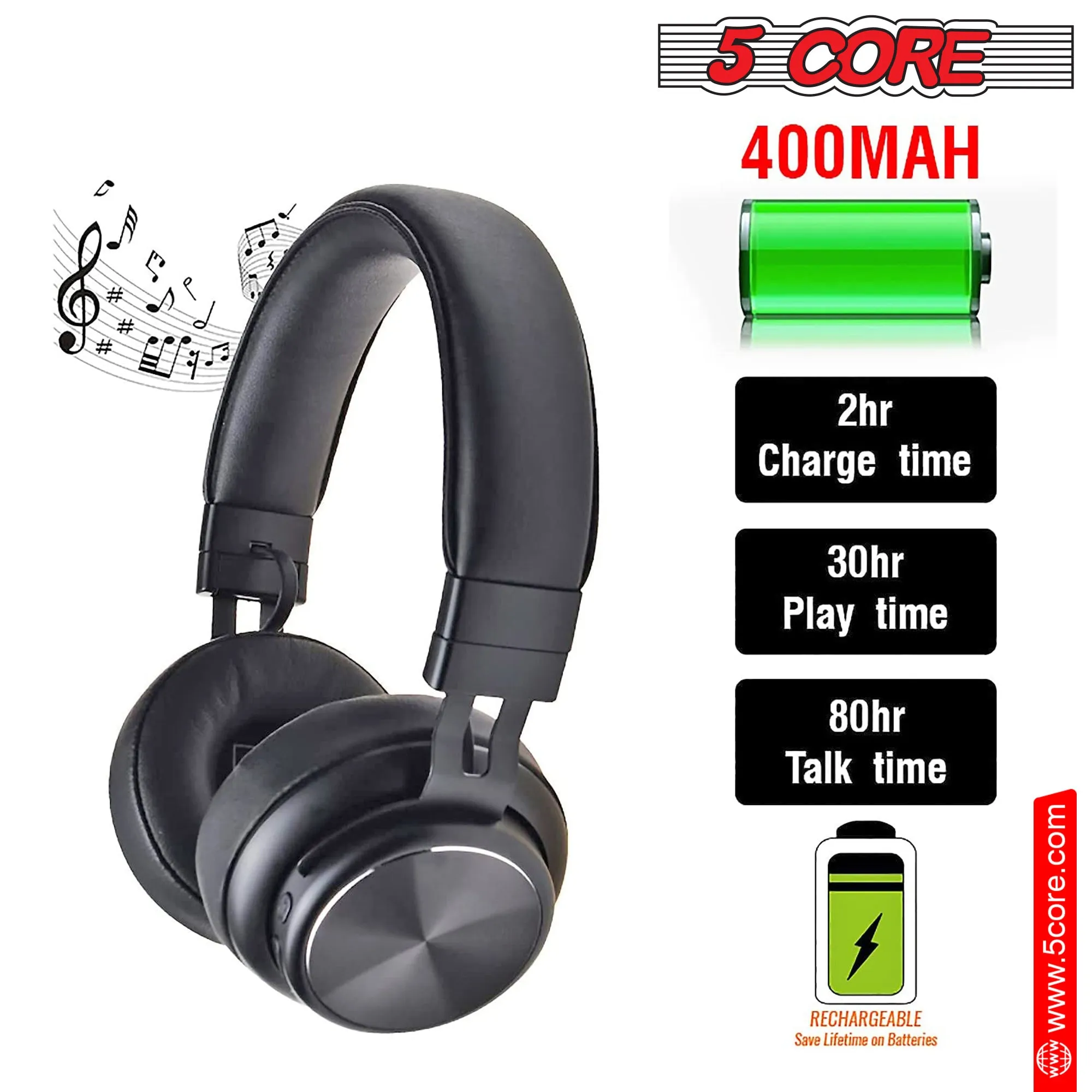 5 Core Bluetooth Wireless 5.0 USB Noise Cancelling Headset