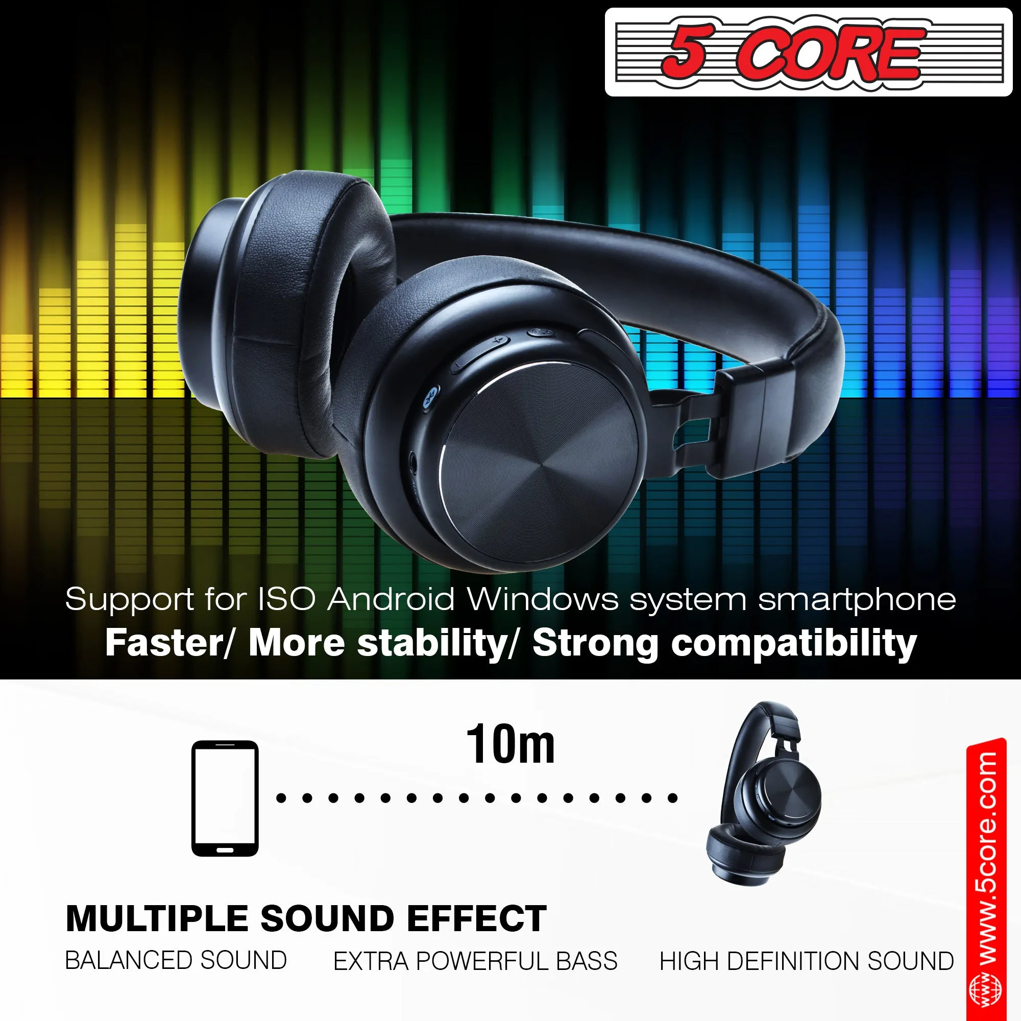 5 Core Bluetooth Wireless 5.0 USB Noise Cancelling Headset