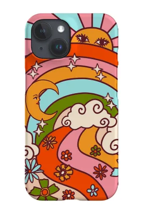 70s Rainbow Sun and Moon Phone Case (Bright Rainbow)