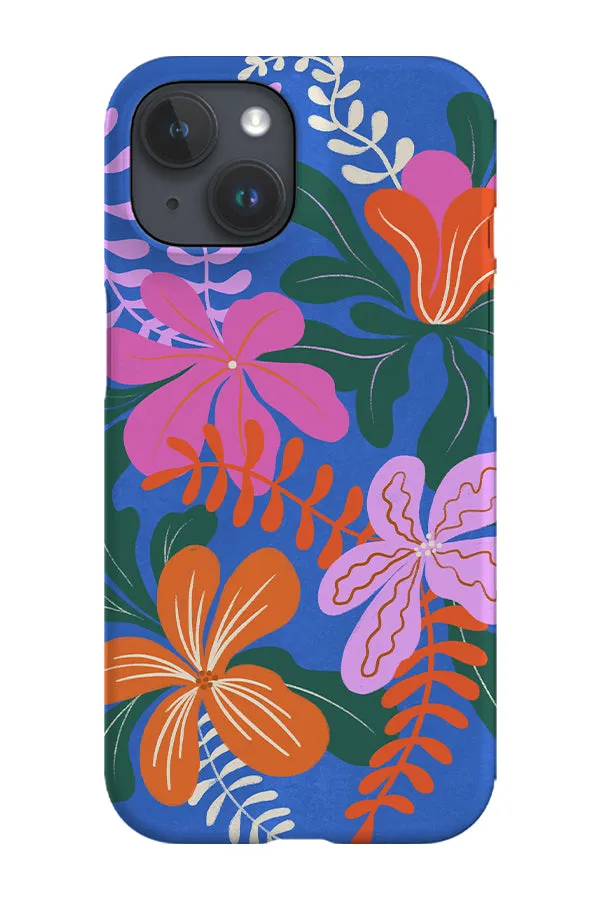 Abstract Botanical Flowers Phone Case (Blue Pink)