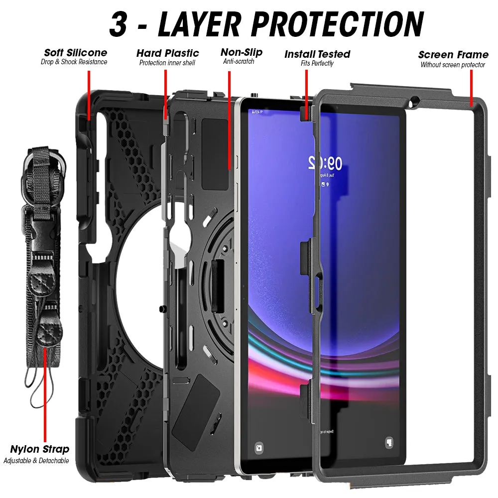 AMZER Silicone   PC Protective Case with Holder with Shoulder Strap, Hand Grip for Samsung Galaxy Tab S7 FE 5G T730