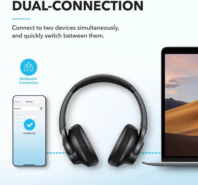 Anker Soundcore Q20i Hybrid Active Noise Cancelling Headphones, Wireless Over-Ear Bluetooth, 40H Long ANC Playtime, Hi-Res Audio, Big Bass, Customize via an App, Transparency Mode (Black)