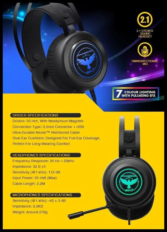 Armaggeddon Atom 7 2.1 Stereo Gaming Headset