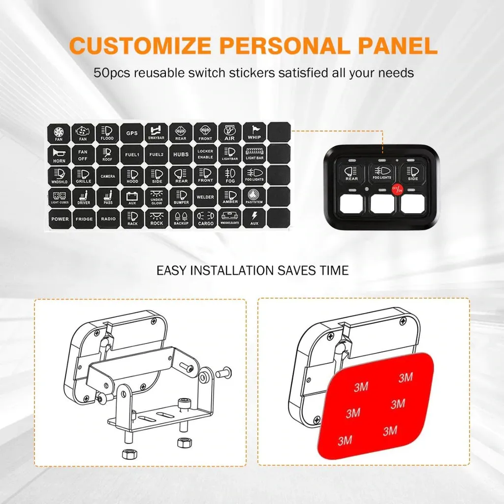 Auxbeam 6 Gang LED Switch Panel Kit