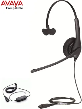 Avaya Compatible Jabra Biz 1500 Mono Noise Canceling Headset Bundle Avaya 1600, 9600 Phones: 1608 1616 9601 9608 9610 9611 9611G 9620 9620C 9620L 9621 9630 9640 9640G 9641 9650 9650C 9670