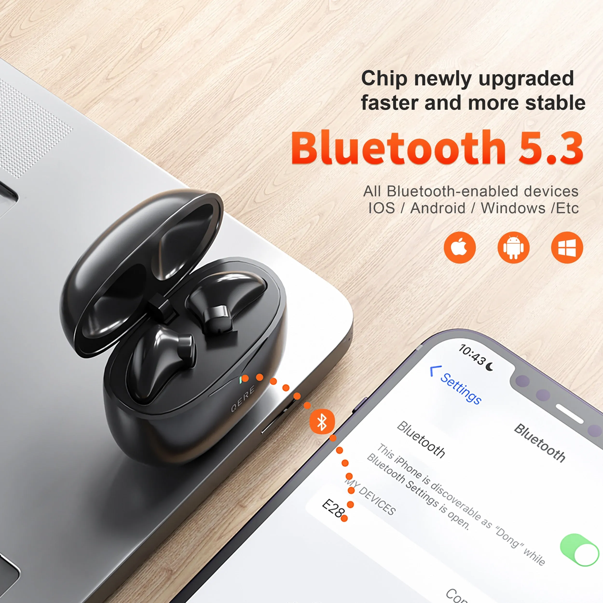 Bluetooth 5.3,  TWS HD Microphone Earphones