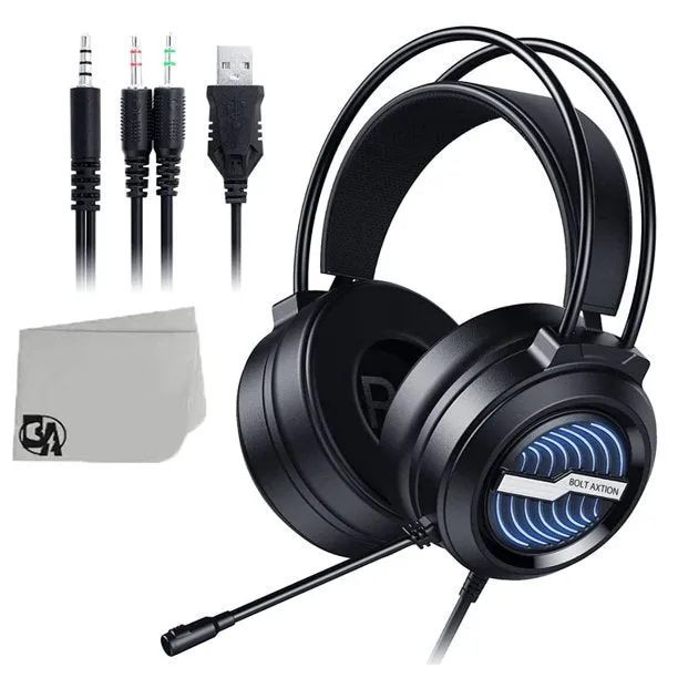 BOLT AXTION Gaming Headset with Microphone Over Ear Noise Cancelling Black