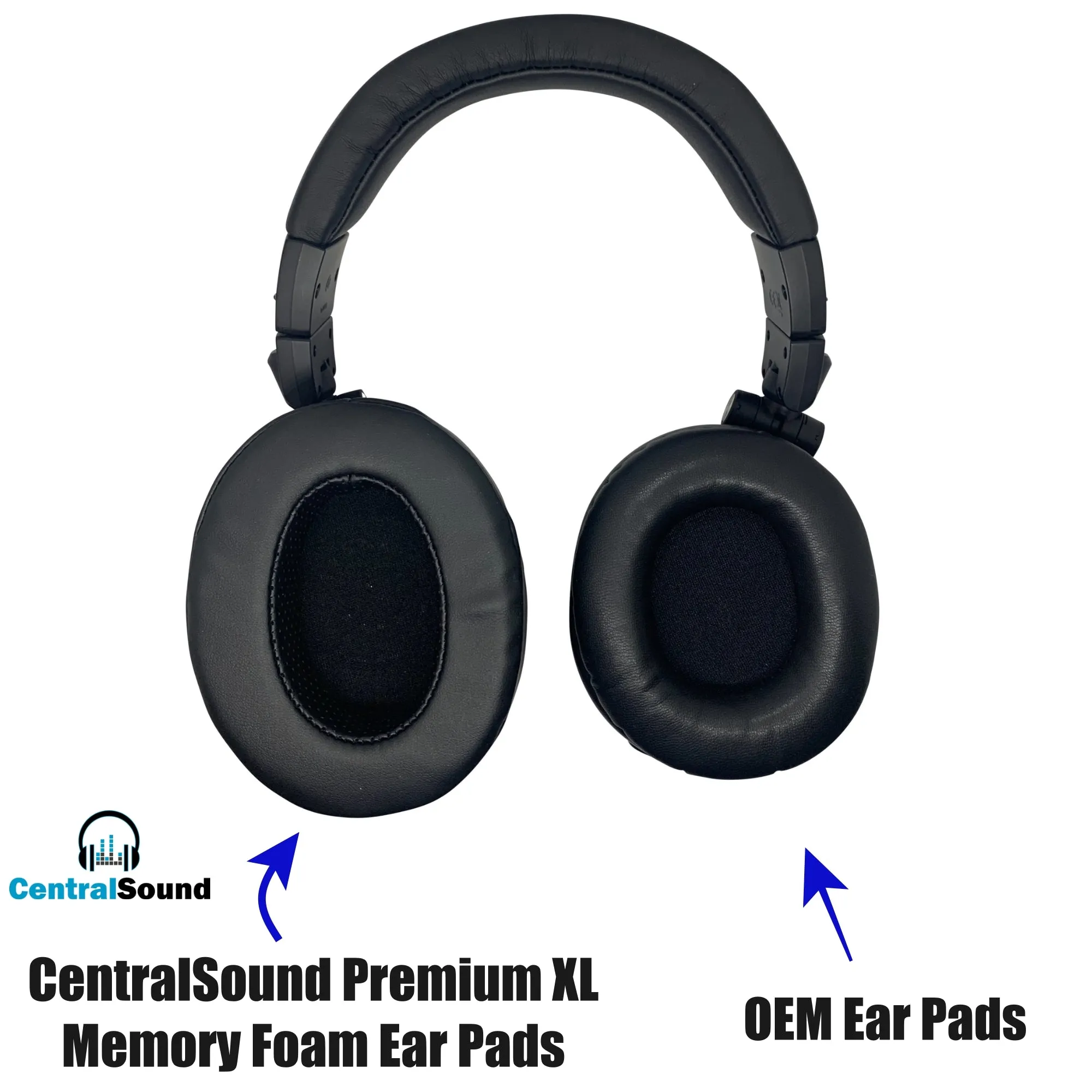 CentralSound Premium XL Memory Foam Ear Pad Cushions for Audio-Technica Headphones