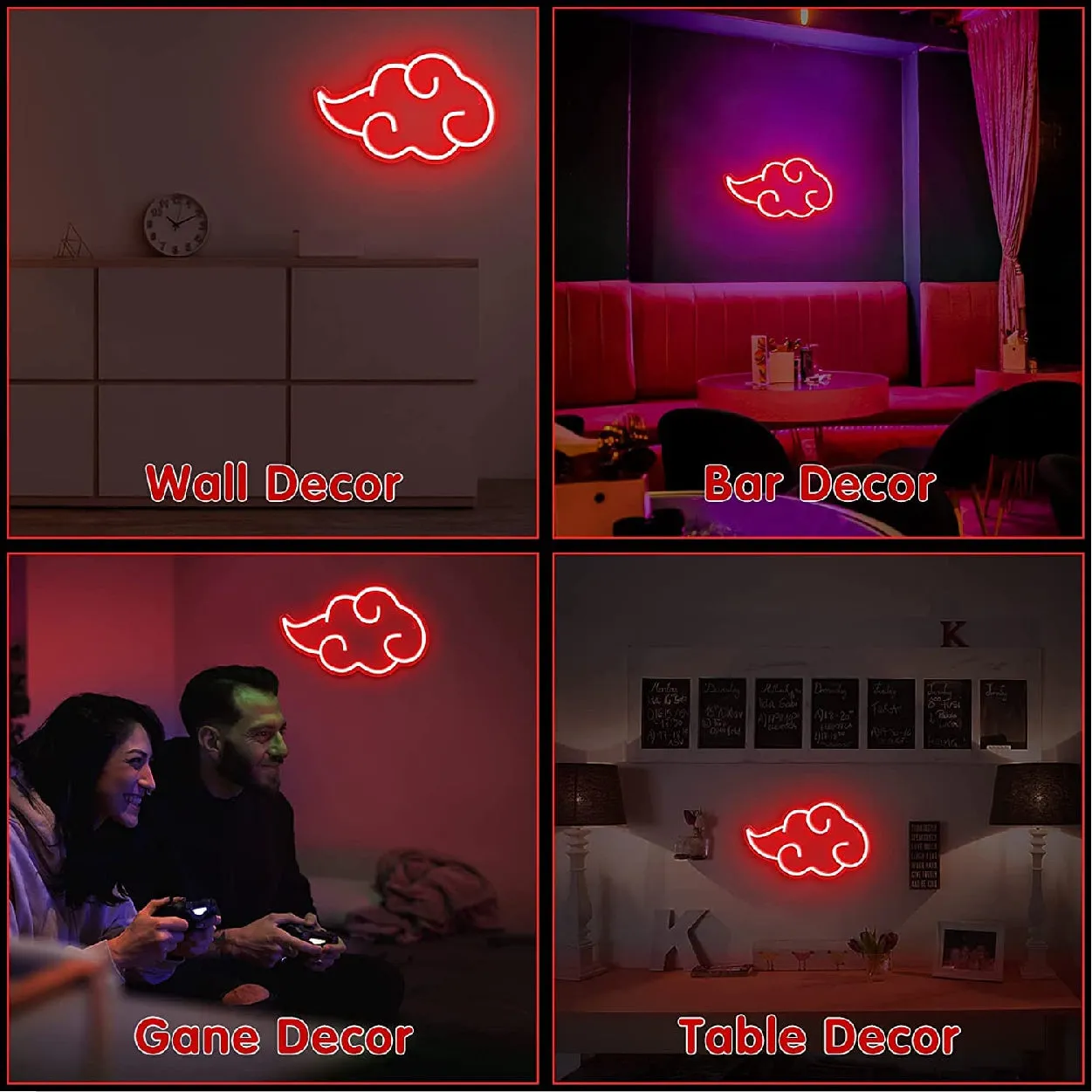 Cloud Neon Light Strip Wall Bedroom Office Home Decoration LED Art Indoor L X H 12 X 7.5 Inches