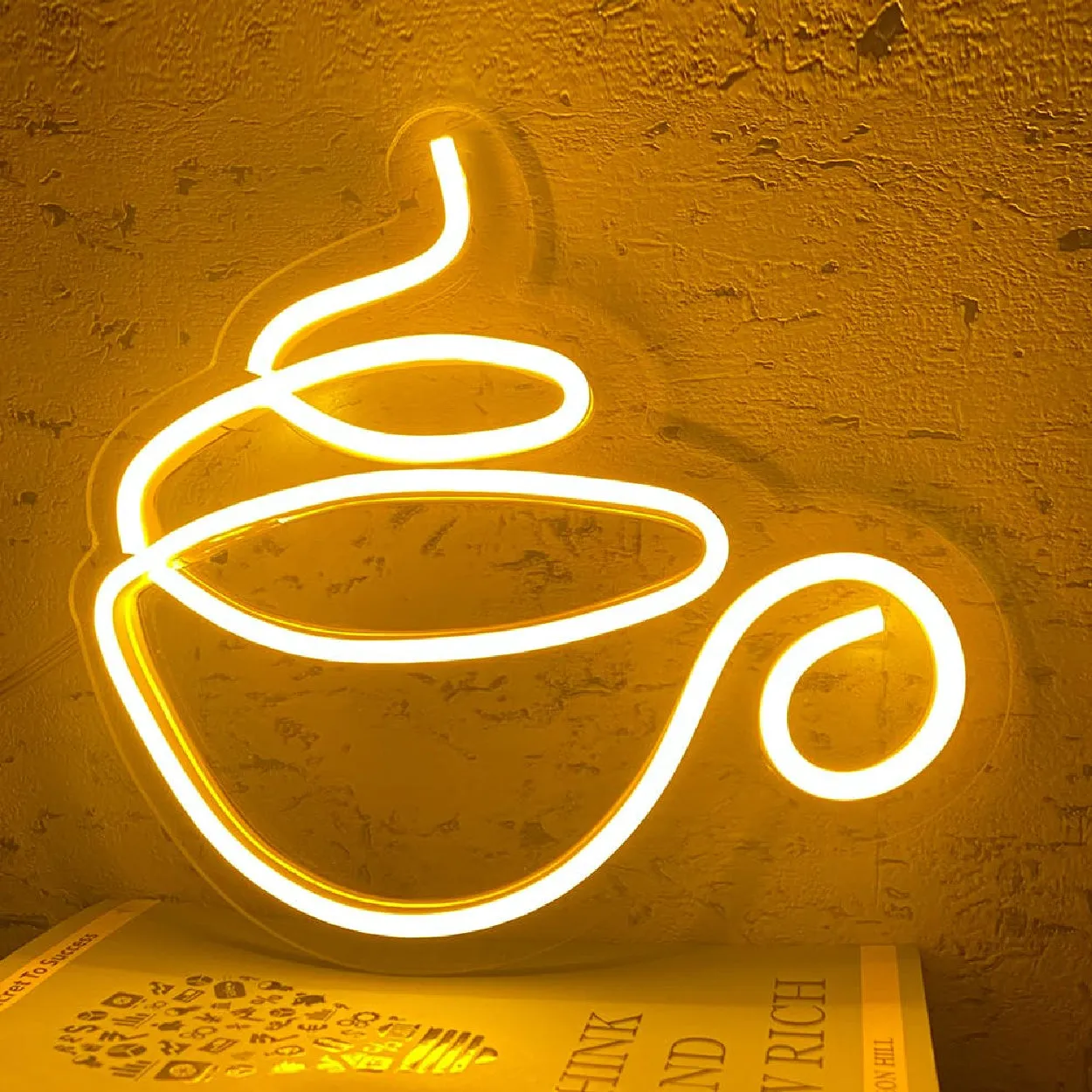 Coffee Cup Neon Light Strip for Wall Office Café Shops Hotels Home Decoration LED Art Indoor L X H 12 X 11 Inches