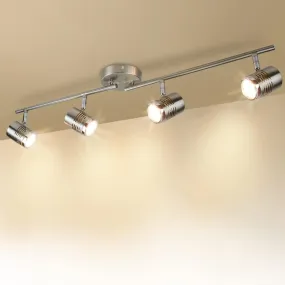 DLLT LED Track Light, Complete Track Lighting Kits, Flush Mount Ceiling Spot Lights for Kitchen, Dining Room, Bedroom, Hallway, 4 Lights-Warm Light, GU10 Lamp Base (Bulbs Included)