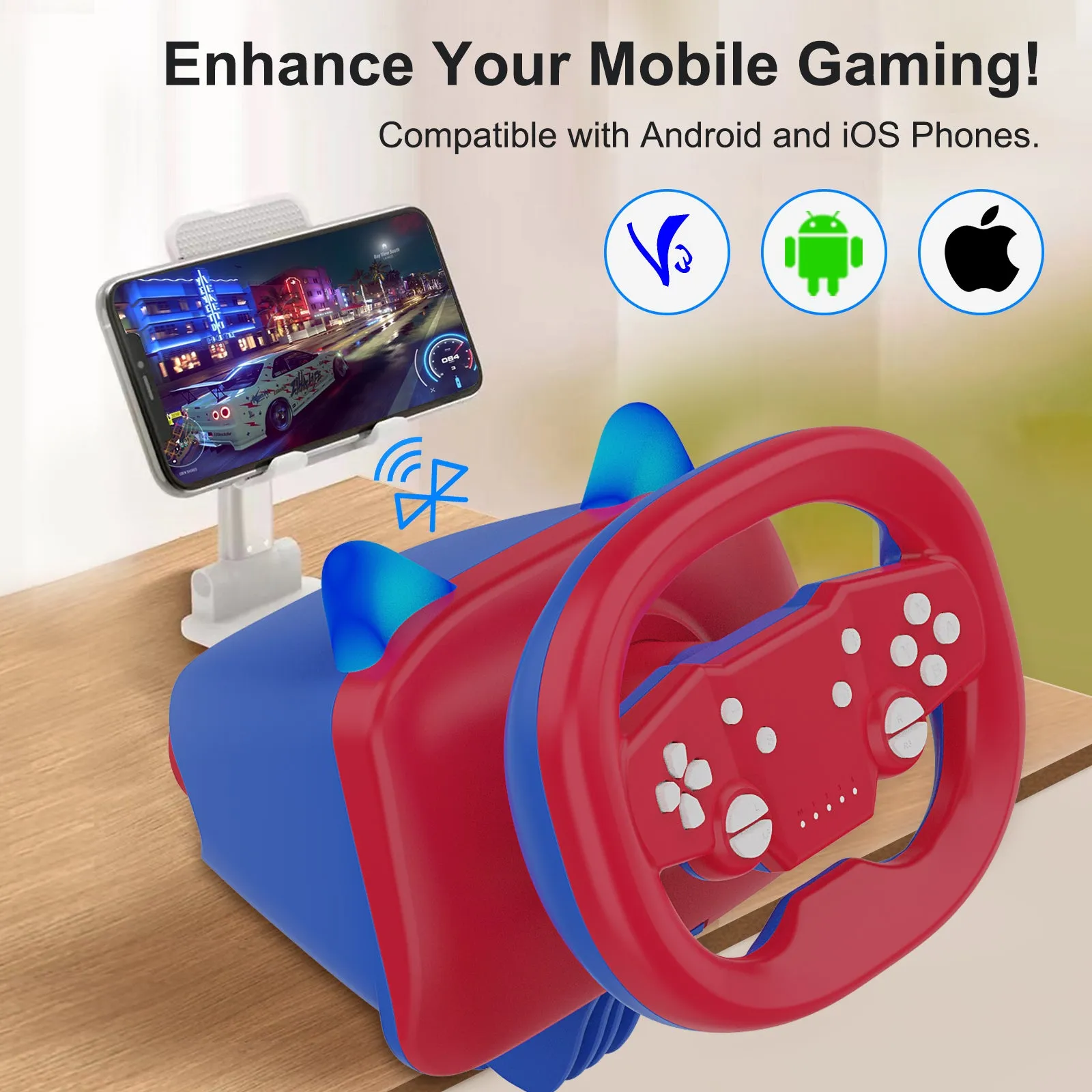 DOYO Bluetooth Wireless Gaming Racing Wheel for Switch/PS3/PS4/ PC/Android/ & IOS Mobile phones