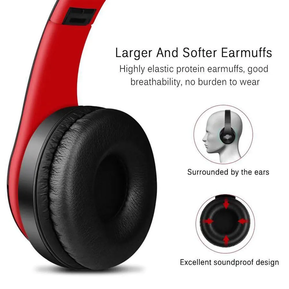 Foldable Wireless Bluetooth Stereo Headset with TF Card Slot- USB Charging