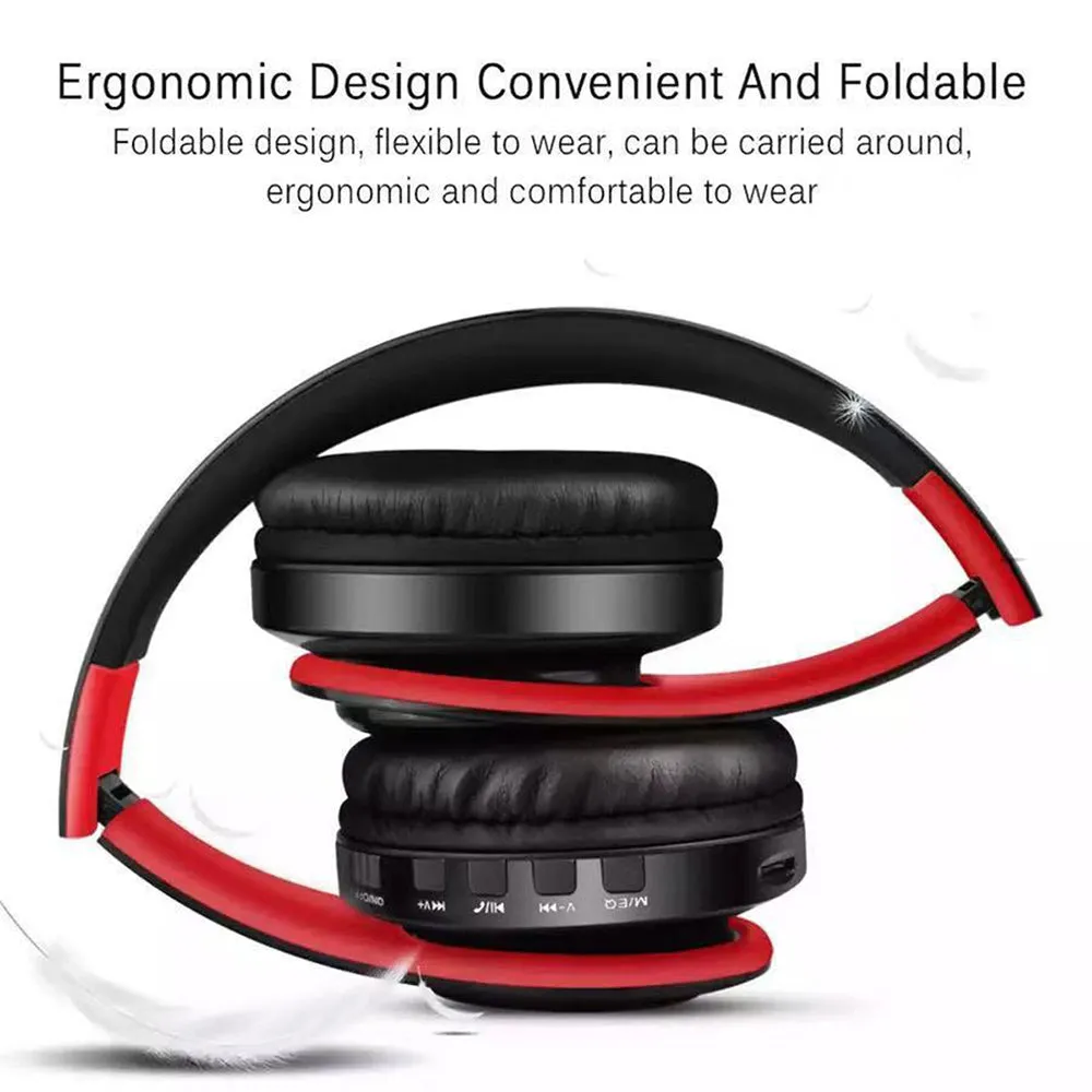 Foldable Wireless Bluetooth Stereo Headset with TF Card Slot- USB Charging