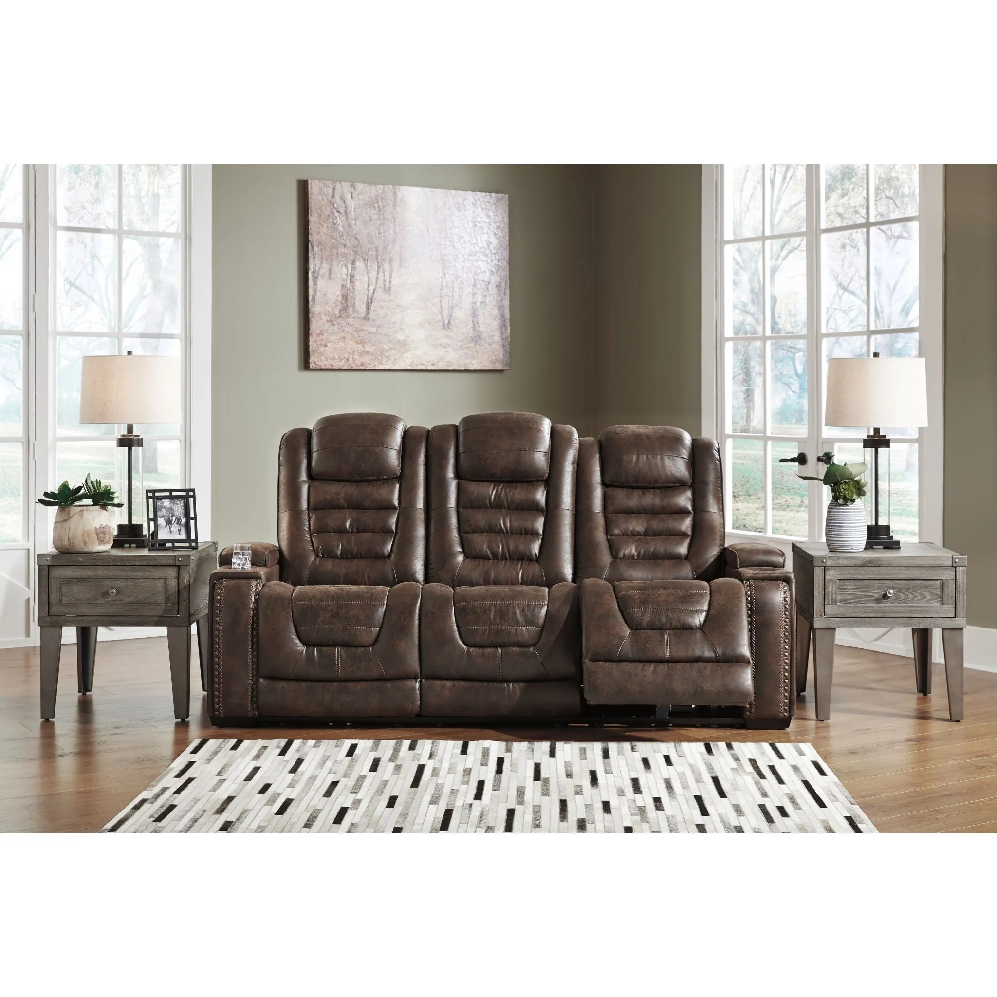 Game Zone Power Reclining Sofa with Adjustable Headrest