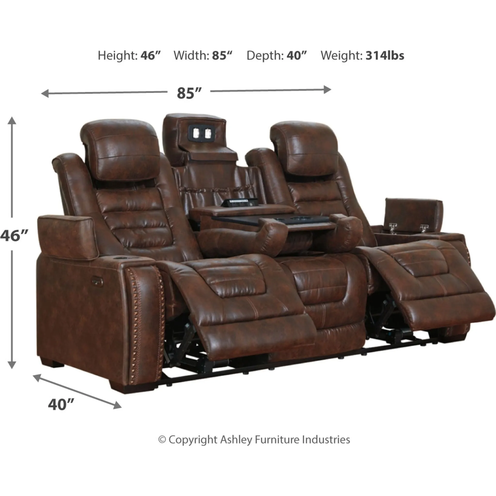 Game Zone Power Reclining Sofa with Adjustable Headrest