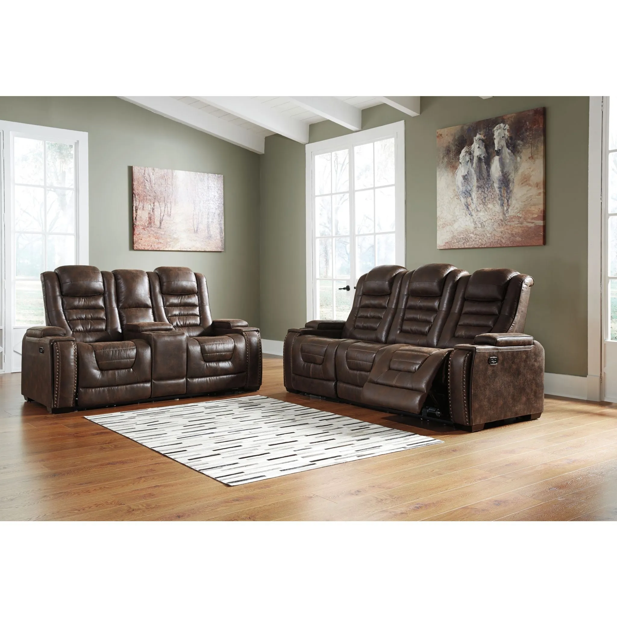 Game Zone Power Reclining Sofa with Adjustable Headrest