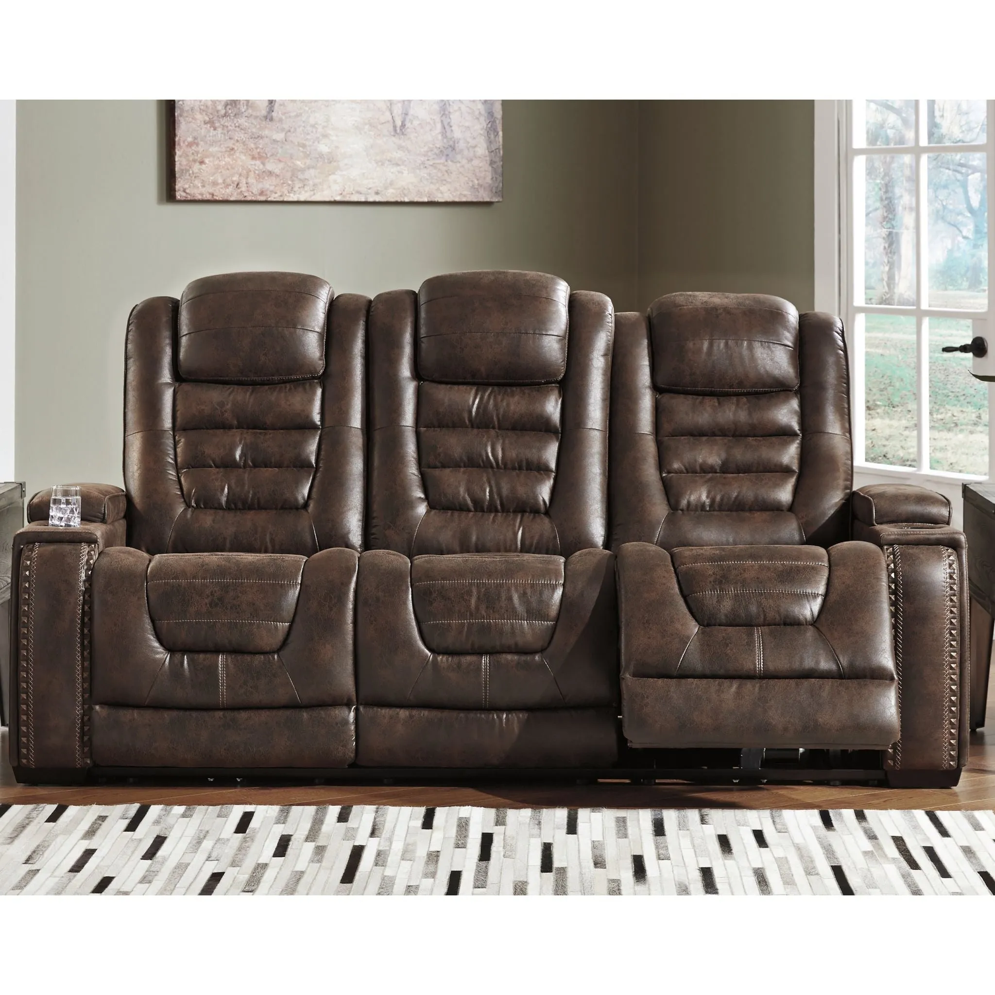 Game Zone Power Reclining Sofa with Adjustable Headrest