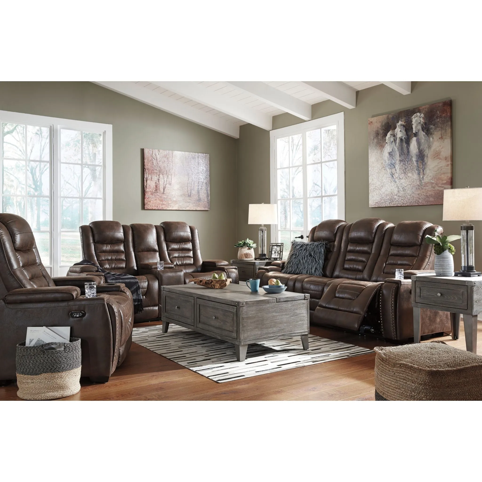 Game Zone Power Reclining Sofa with Adjustable Headrest