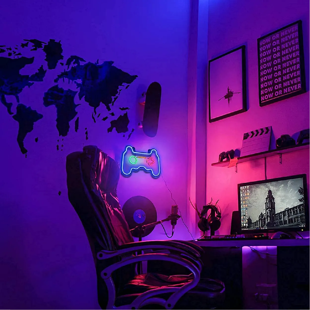 Gamepads Neon Light Strip for Wall Bedroom Gaming Rooms Office Home Decoration LED Indoor Art L X H 12 X 8.3 Inches