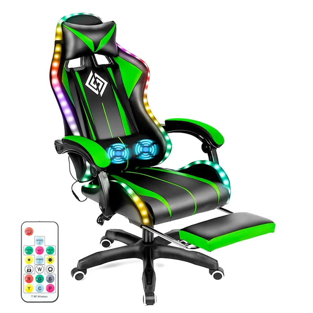 Gaming LED Massage Chair with Footrest