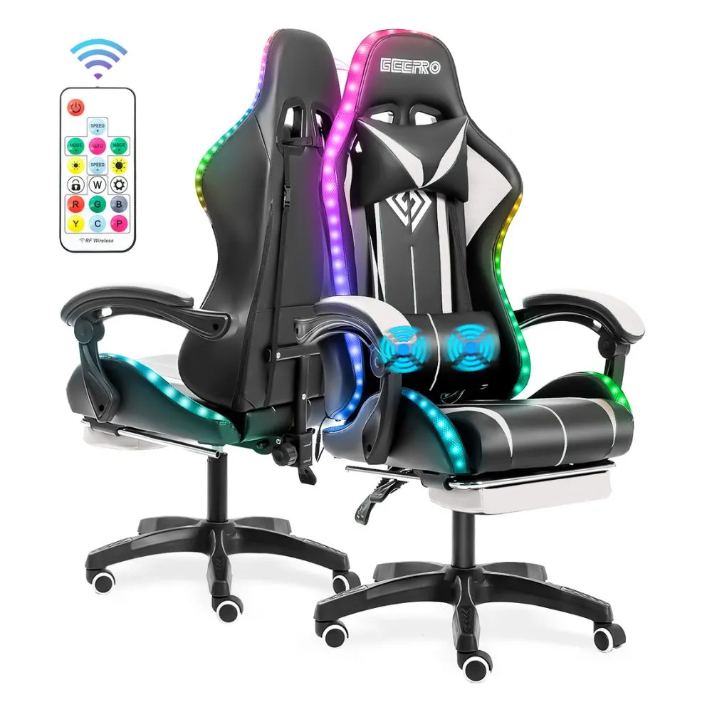 Gaming LED Massage Chair with Footrest