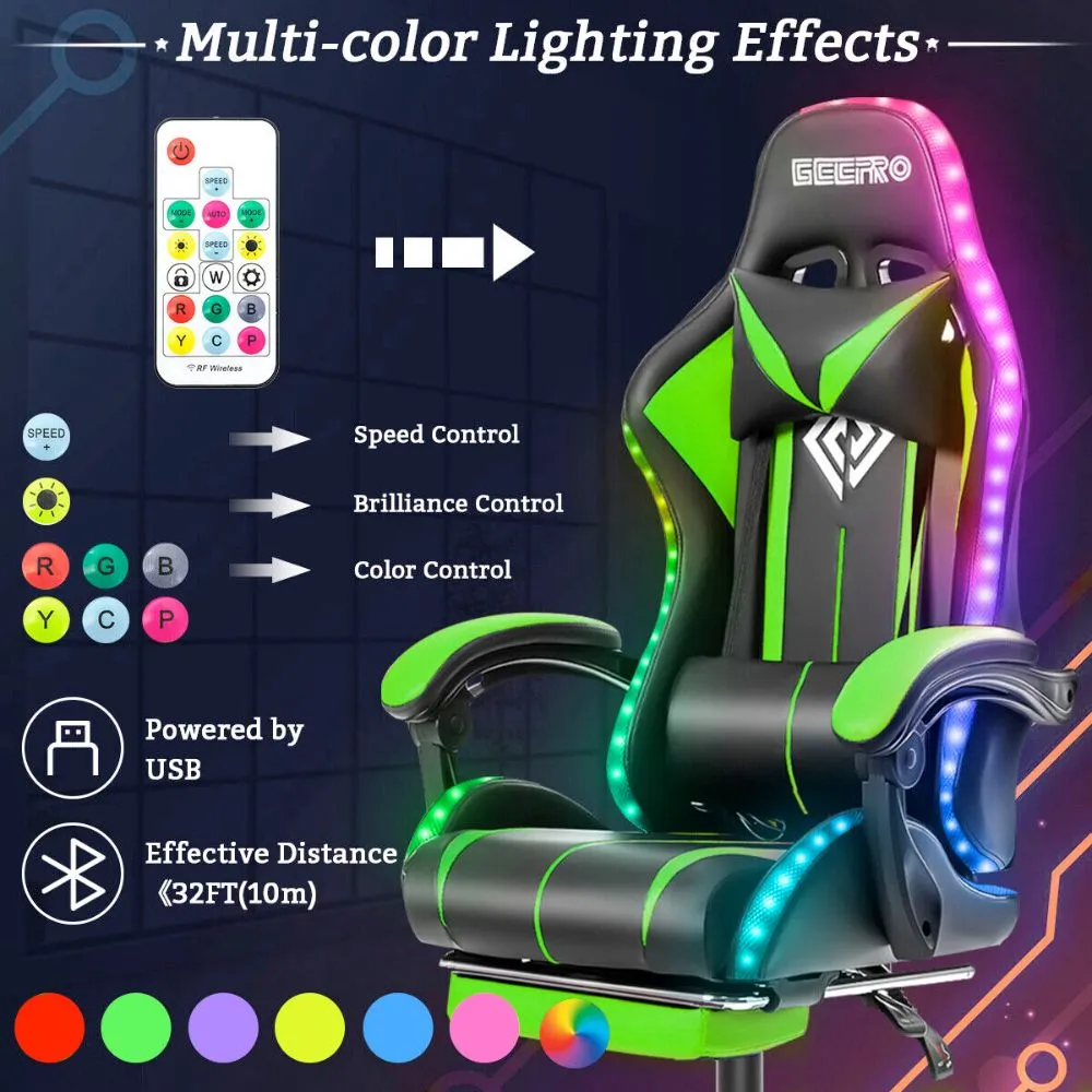 Gaming LED Massage Chair with Footrest