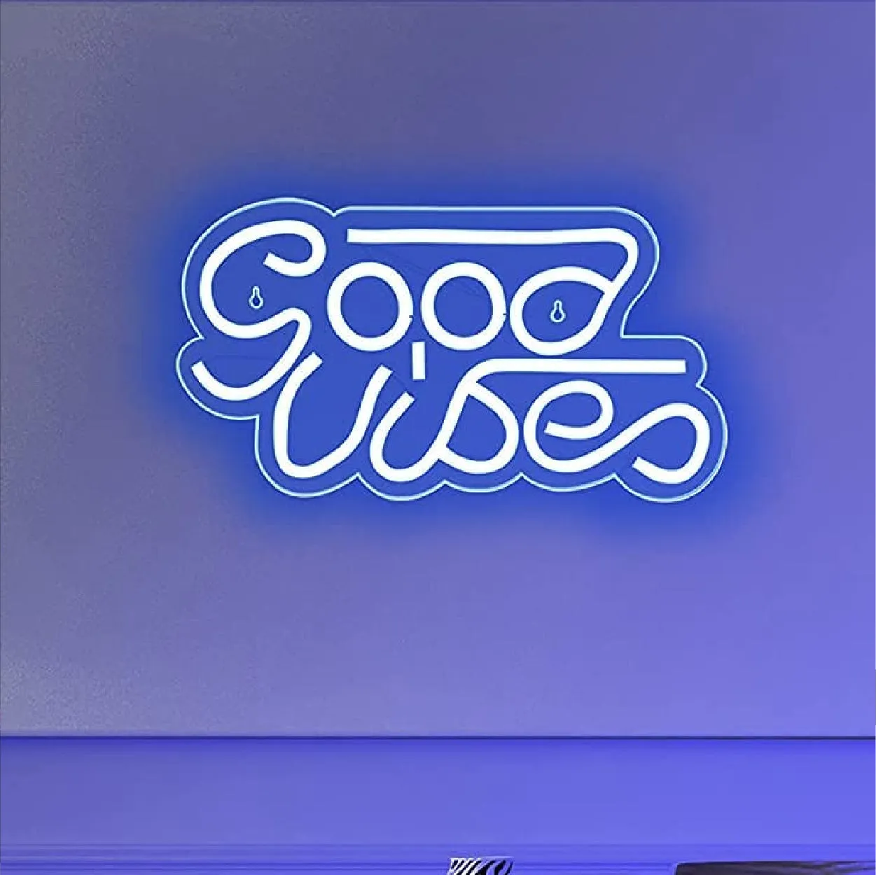 Good Vibes Neon Light Strip for Wall Bedroom Office Home Decoration LED Art Indoor L X H 12 X 6.7 Inches