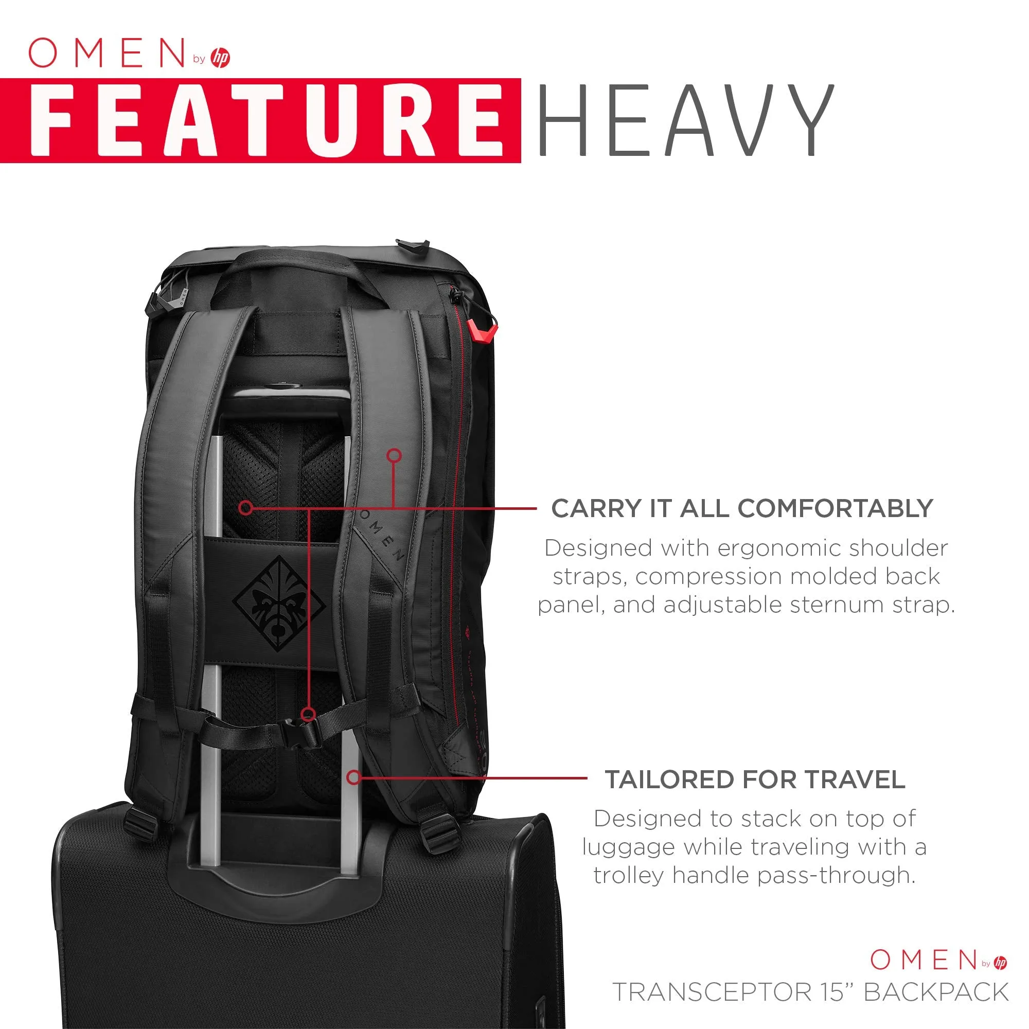 HP OMEN Transceptor 15.6-inch Backpack, Black - HP-7MT84AA