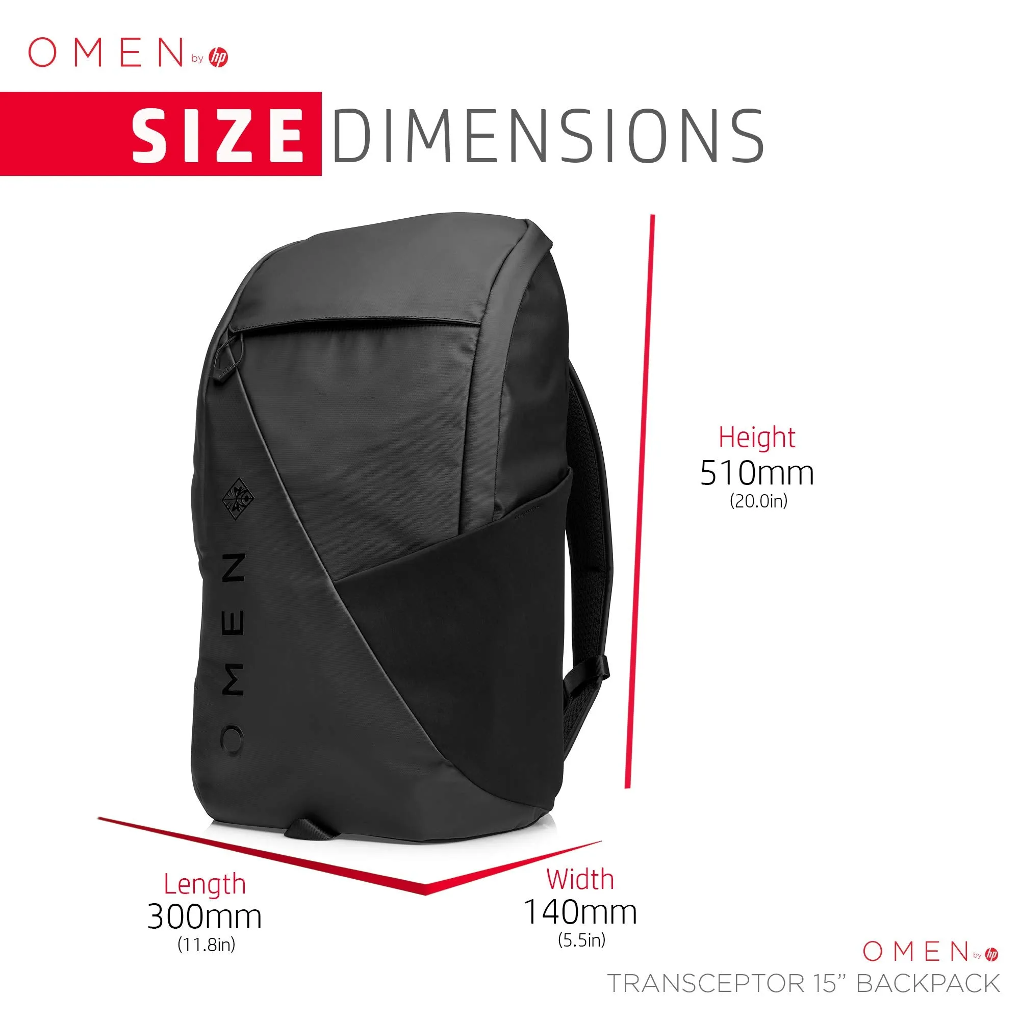 HP OMEN Transceptor 15.6-inch Backpack, Black - HP-7MT84AA