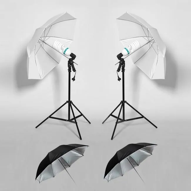 Hypop Standard 250W Double Umbrella Continuous Lighting Kit with 4 Umbrellas