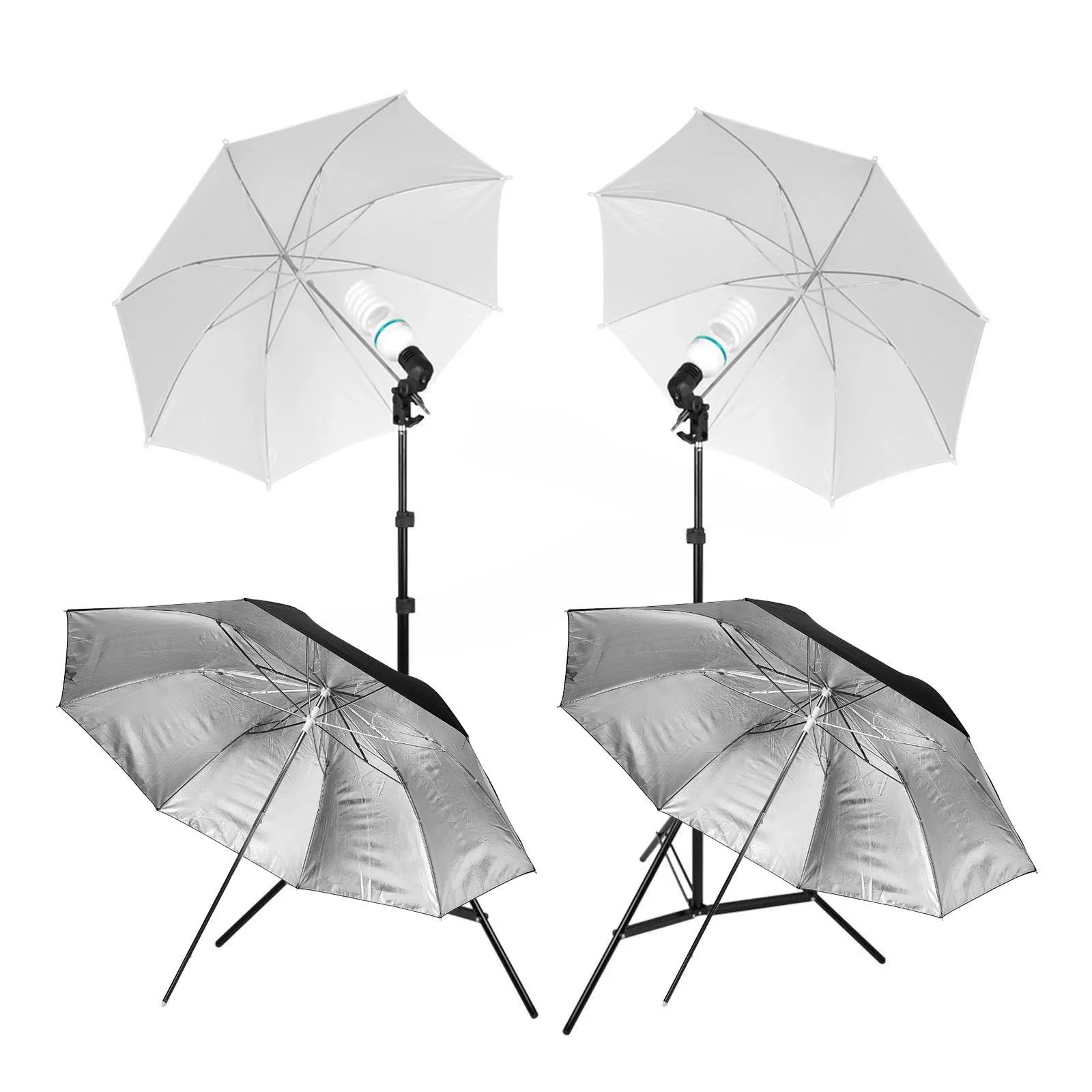 Hypop Standard 250W Double Umbrella Continuous Lighting Kit with 4 Umbrellas