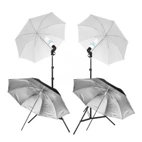 Hypop Standard 250W Double Umbrella Continuous Lighting Kit with 4 Umbrellas