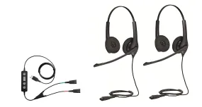 Jabra Softphone/PC USB Training Bundle - 2 Jabra Biz 1500 DUO Headsets, 1 USB Y-Cord - FREE SHIPPING