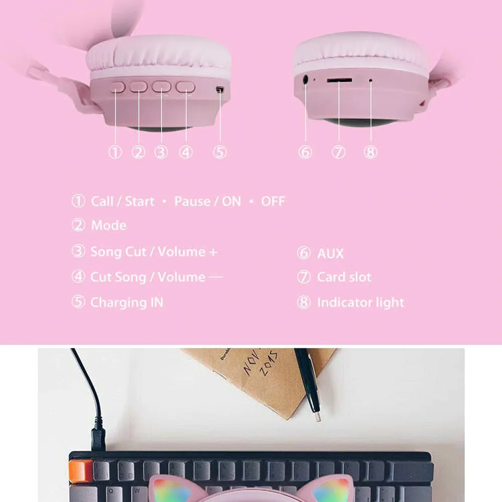 Kawaii Cat Bluetooth Wireless Headphones