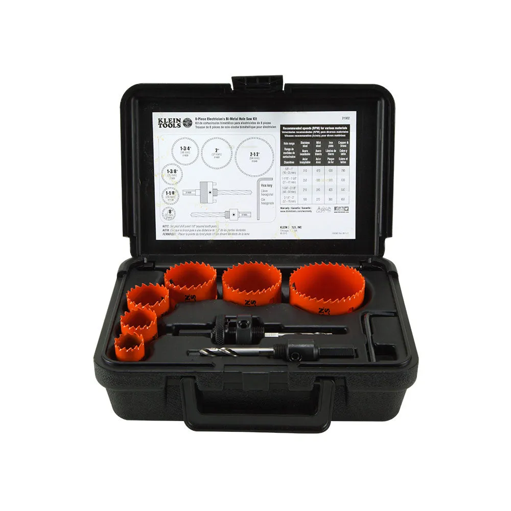 Klein 31902 8-Piece Bi-Metal Hole Saw Kit