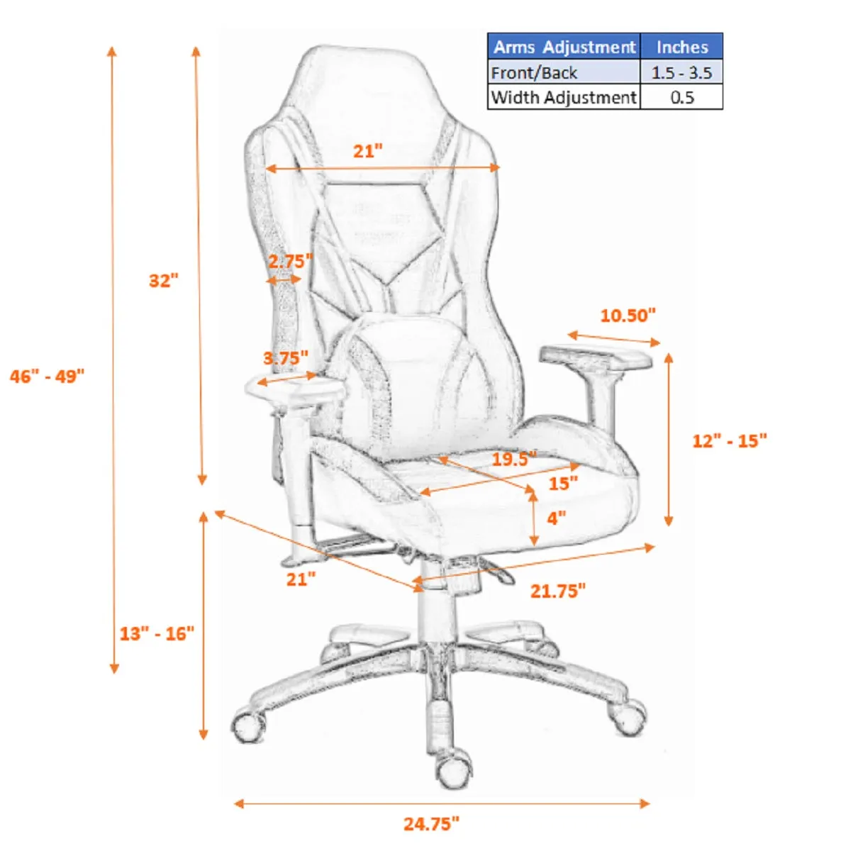 LED GAMING SERIES/ 4542 GAMING CHAIR (BLACK)