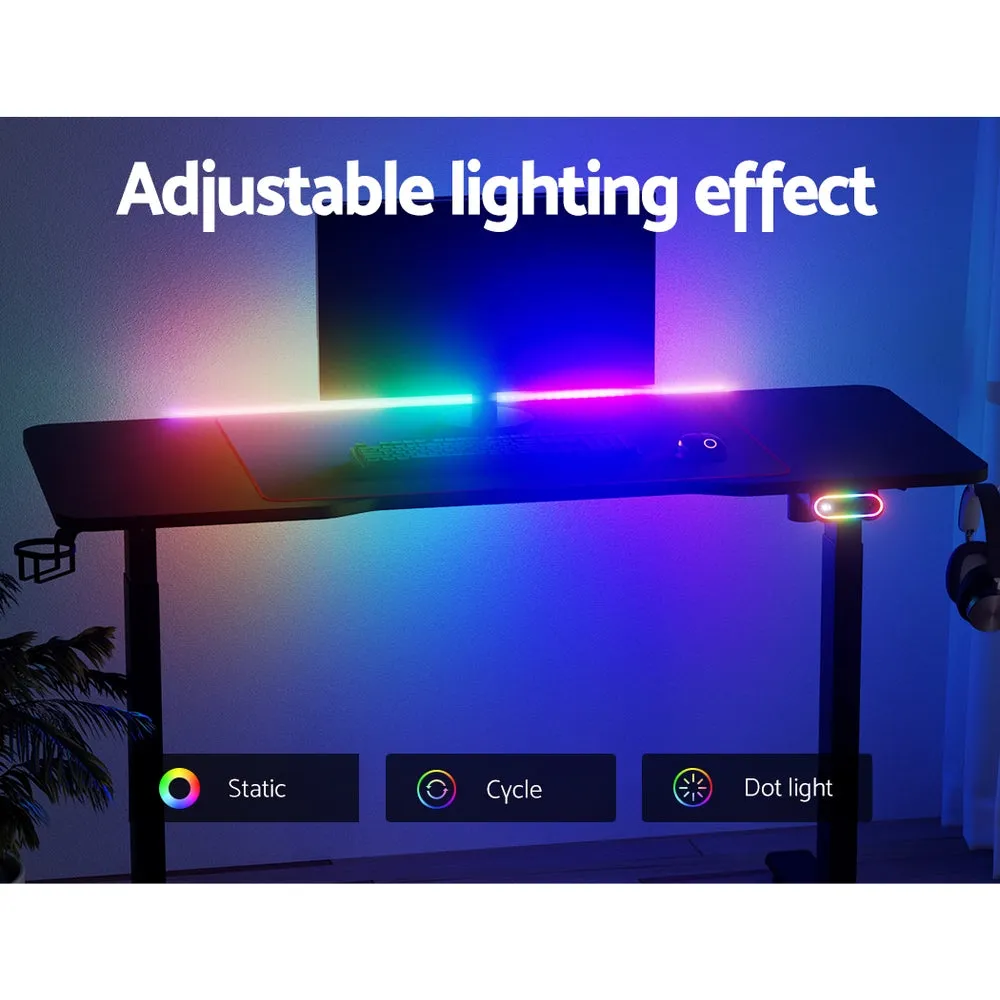 Motorised RGB Standing Gaming Desk with USB Charger - Artiss