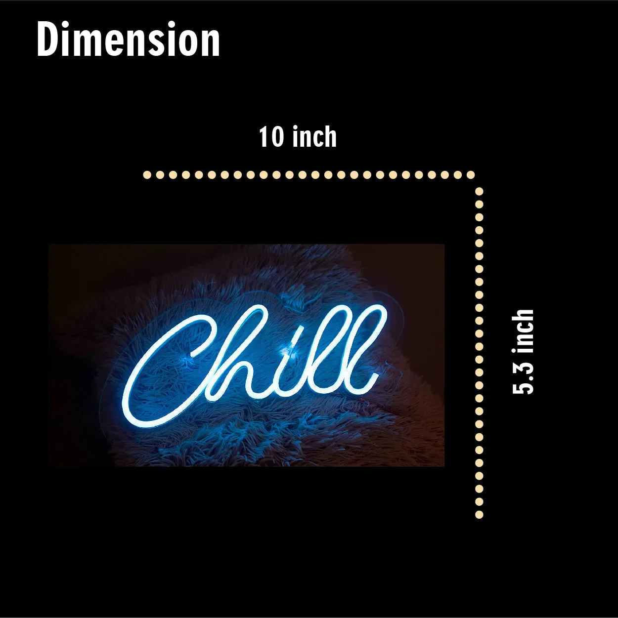 Neon Light Strip Wall Chill Sign for Bedroom Kidsroom Party Hall Office LED Art Indoor Home Decor Blue L X H 10 X 5.3 Inches