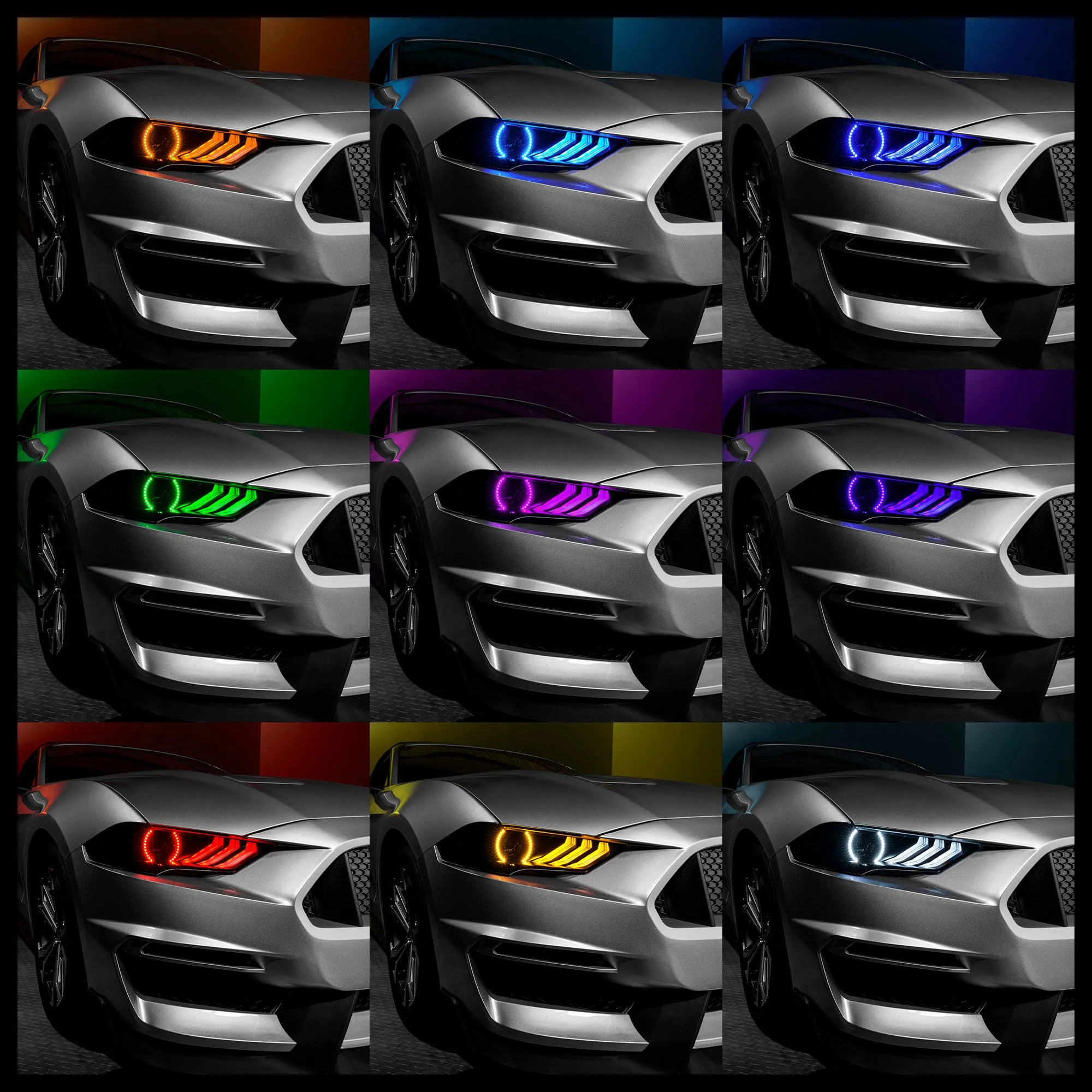 ORACLE Lighting 2018-2023 Ford Mustang "Black Series" Dynamic ColorSHIFT LED Headlights w/ Sequential Turn Signal