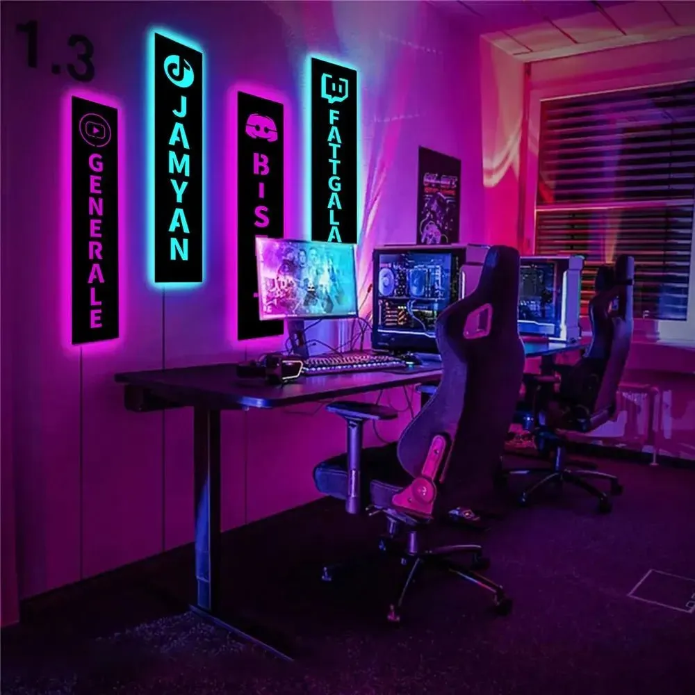 Personalized Gamer Tag Username LED Wall Lamp