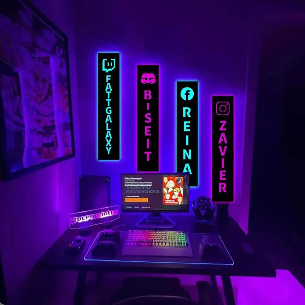 Personalized Gamer Tag Username LED Wall Lamp