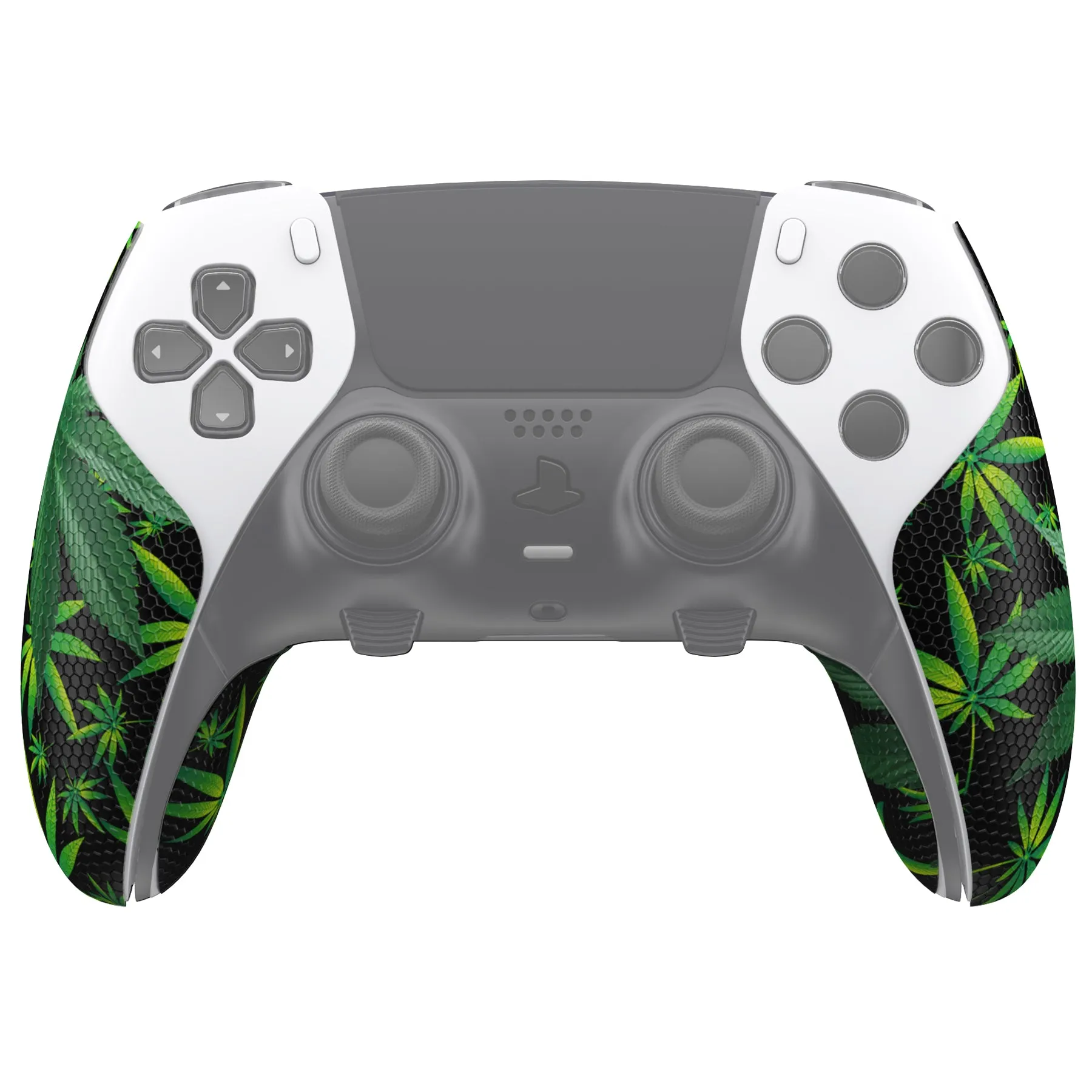 PlayVital Anti-Skid Sweat-Absorbent Controller Grip for ps5 Edge Wireless Controller, Professional Textured Soft PU Handle Grips Anti Sweat Protector for ps5 Edge Controller - Green Weeds - PFPJ149