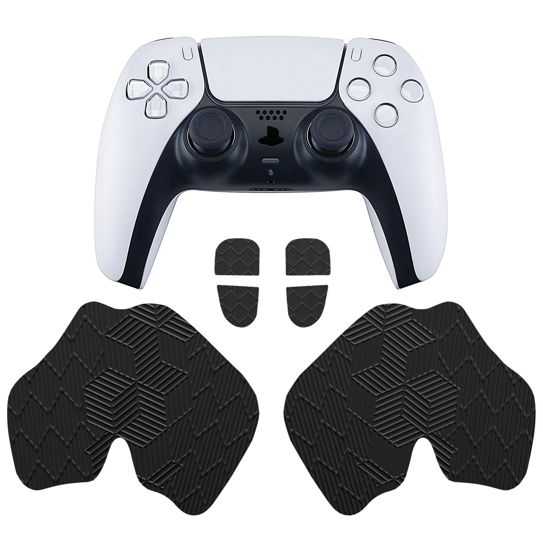 PlayVital Anti-Slip Silicone Controller Grip Tape for ps5 Controller, Sweat-Absorbent Handle Grips for ps5 Controller with Shoulder Button Trigger Stickers Set - Black - PFPJ111