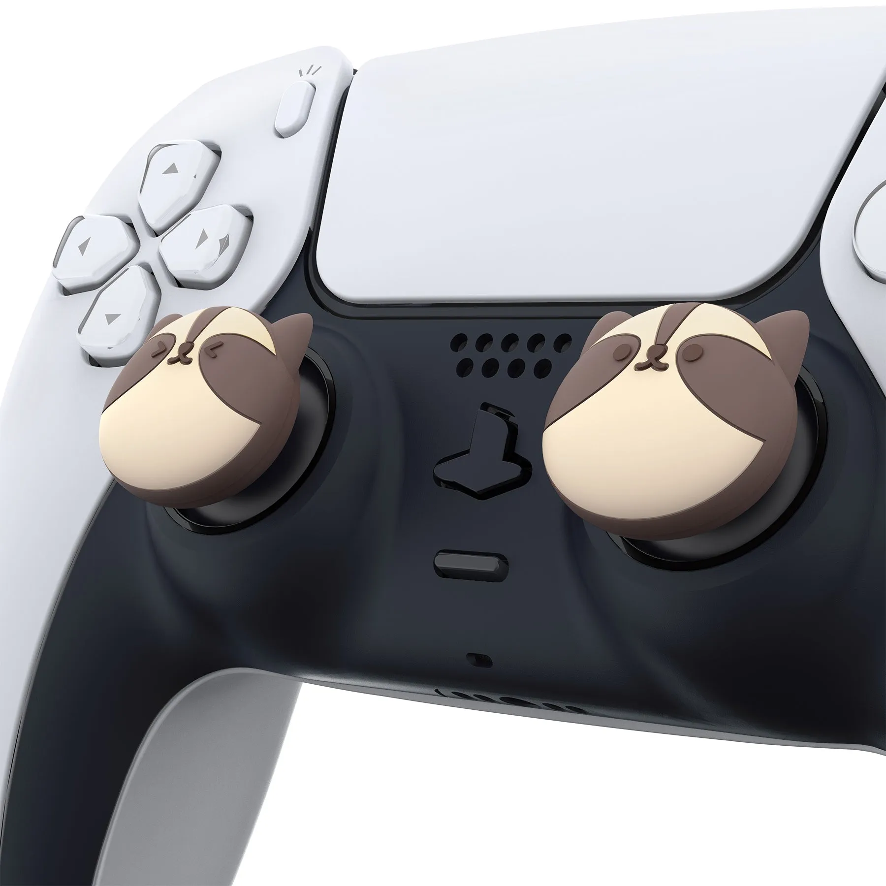 PlayVital Little Raccoon Cute Thumb Grip Caps for PS5/4 Controller, Silicone Analog Stick Caps Cover for Xbox Series X/S, Thumbstick Caps for Switch Pro Controller - PJM3013