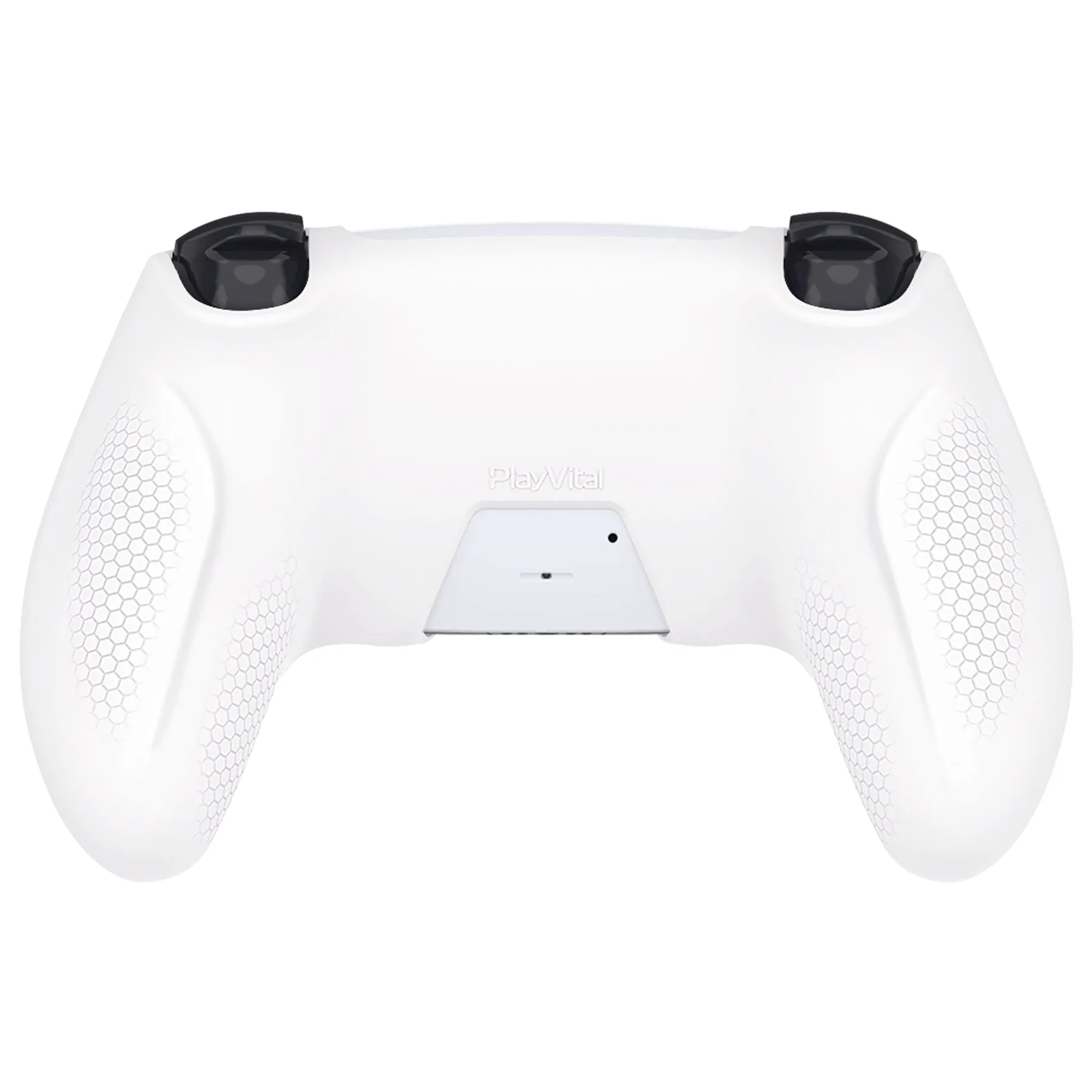 PlayVital Ninja Edition Anti-Slip Silicone Cover Skin for ps5 Wireless Controller, Ergonomic Protector Soft Rubber Case for ps5 Controller Fits with Charging Station with Thumb Grip Caps - White - MQRPFP002