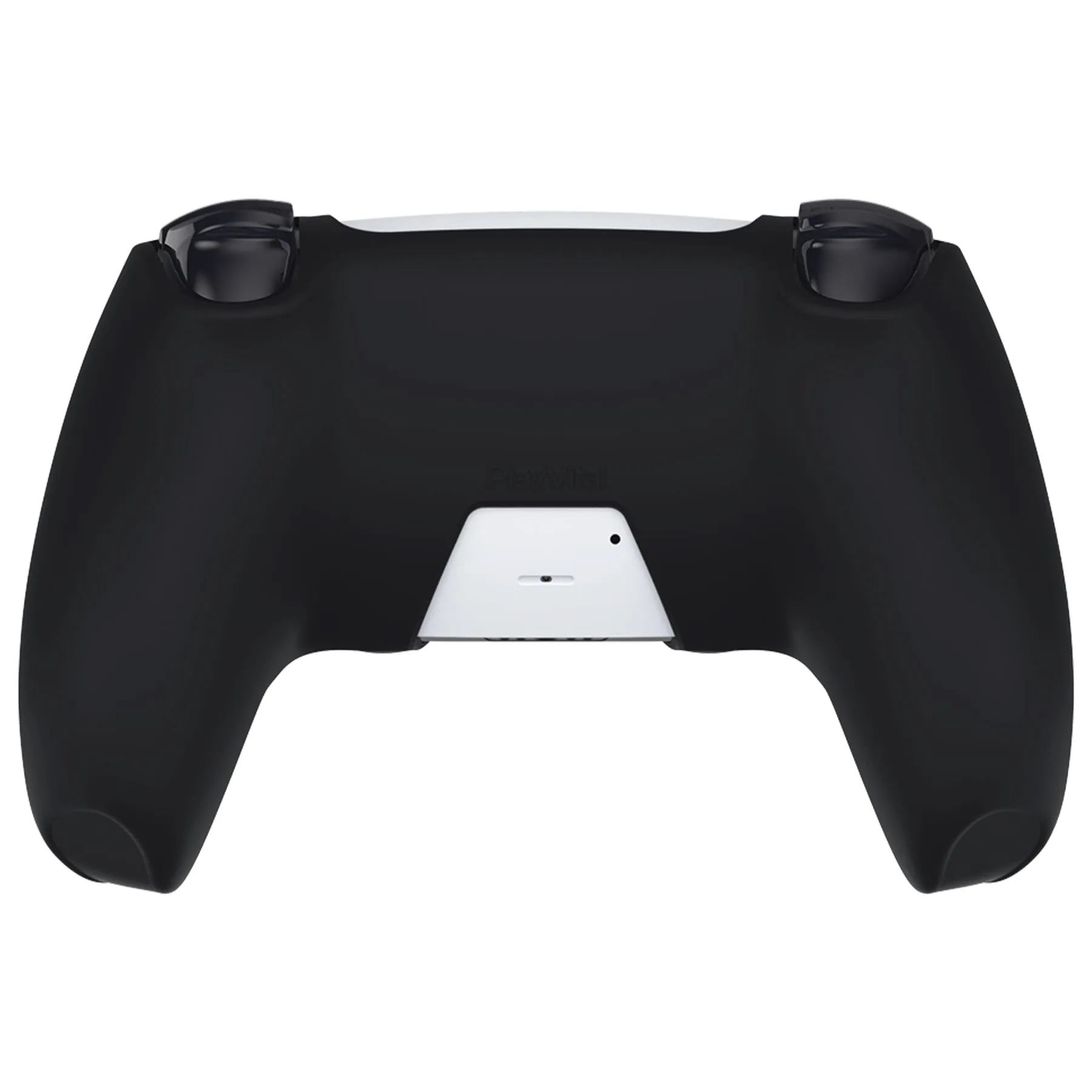 PlayVital Pure Series Dockable Model Anti-Slip Silicone Cover Skin for ps5 Controller, Soft Rubber Grip Case for ps5 Wireless Controller Fits with Charging Station with 6 Thumb Grip Caps - Black - EKPFP001