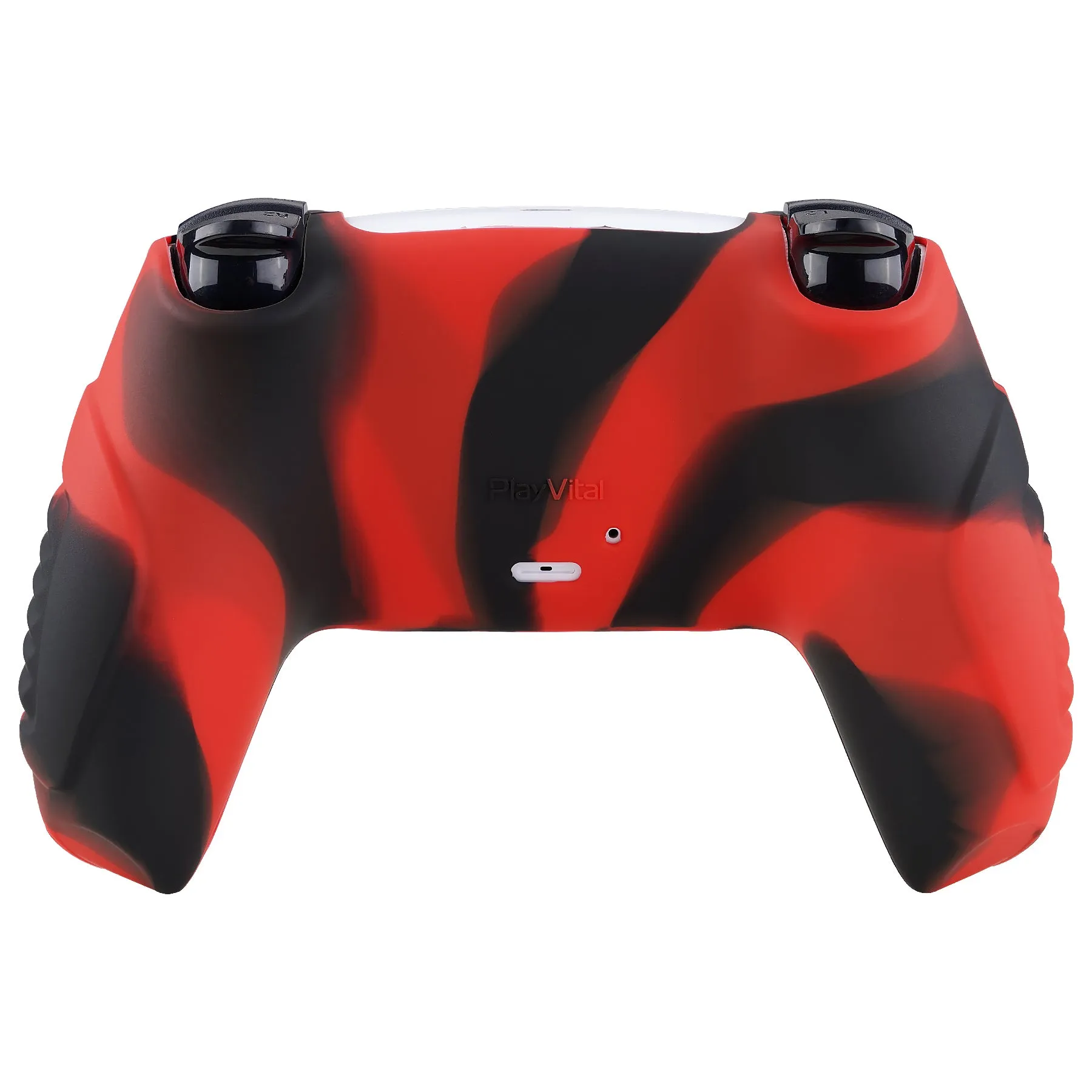 PlayVital Red & Black Raging Warrior Edition Controller Protective Case Cover for PS5, Anti-slip Rubber Protector for PS5 Wireless Controller, Soft Silicone Skin for PS5 Controller with Thumbstick Cap - KZPF004