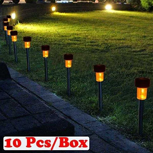 Preyank Solar 10X Solar Light For Path Garden Outdoor Landscape Yard Warm White LED Lamp, Black